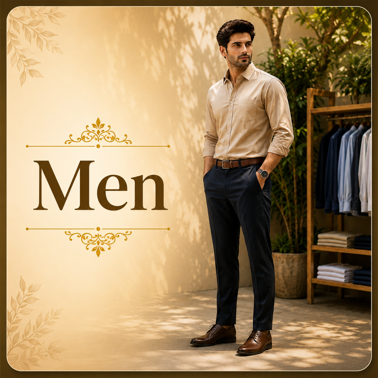 Men's collection — shirts, t-shirts and dhotis