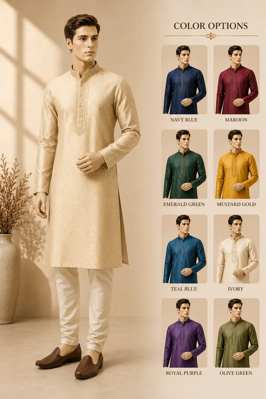 Silk kurta presented on a boutique mannequin