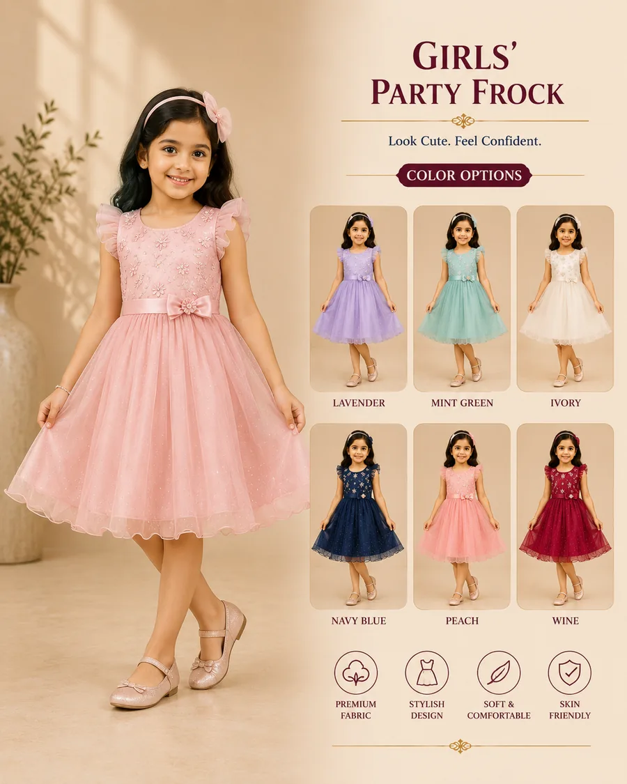 Girls' party frock presented on a child mannequin