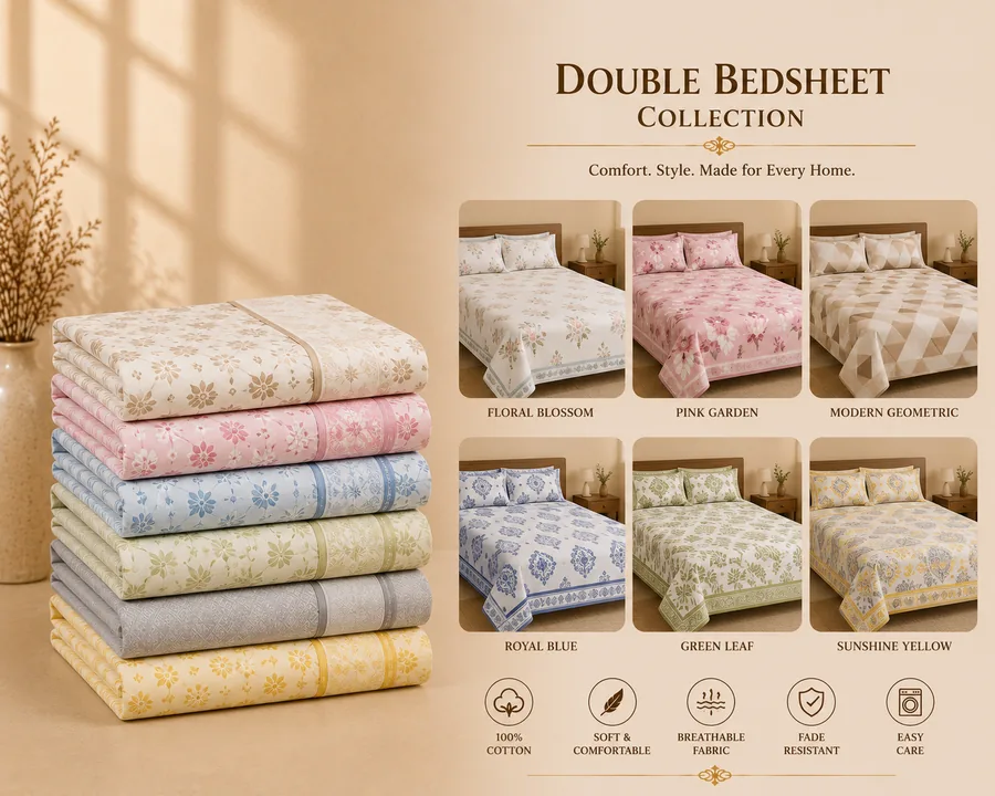 Cotton bedsheet set styled on a made bed